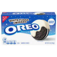 OREO White Fudge Covered Chocolate Sandwich Cookies, Holiday Cookies, 8.5 oz, 8.5 Ounce