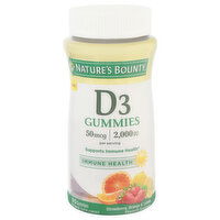 Nature's Bounty D3, Immune Health, 500 mcg, 2,000 IU, Gummies, Strawberry, Orange & Lemon Flavored, 90 Each