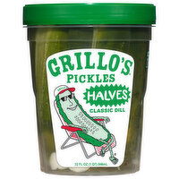 Grillo's Pickles Pickle, Classic Dill, Halves, 32 Fluid ounce