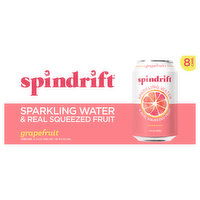 Spindrift Sparkling Water, Grapefruit, Unsweetened, 8 Each