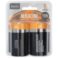 Essential Everyday Batteries, D, 4 Pack, 4 Each