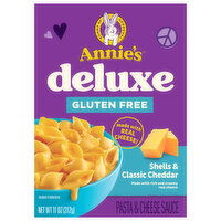 Annie's Pasta & Cheese Sauce, Shells & Classic Cheddar, Deluxe, 11 Ounce