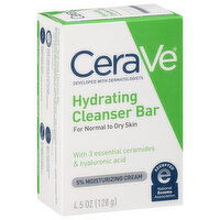 CeraVe Cleanser Bar, Hydrating, 5% Moisturizing Cream, 4.5 Ounce