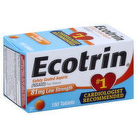 Ecotrin Aspirin, Safety Coated, Low Strength, 81 mg, Tablets, 150 Each