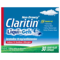 Claritin Indoor & Outdoor Allergies, Non-Drowsy, 10 mg, Liqui-Gels, 30 Each