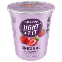 Dannon Light + Fit Yogurt, Fat Free, Strawberry, Original, 32 Ounce