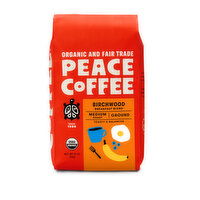 Peace Coffee Organic Ground Coffee, Birchwood, Breakfast Blend, Medium Roast, 12 Ounce