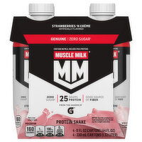Muscle Milk Zero Sugar Genuine Strawberries 'n Creme Protein Shake, 4 Each