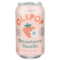 Olipop Soda, Strawberry Vanilla, 12 Fluid ounce