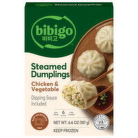 Bibigo Dumplings, Steamed, Chicken & Vegetable, 6.6 Ounce