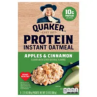 Quaker Instant Oatmeal, Protein, Apples & Cinnamon, 6 Each