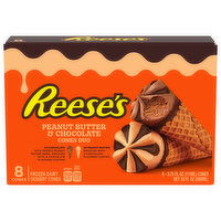 Reese's Frozen Dairy Dessert Cones, Peanut Butter & Chocolate, Cones Duo, 8 Each