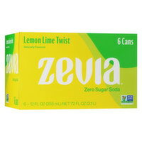 Zevia Soda, Zero Calorie, Lemon Lime Twist, 6 Each