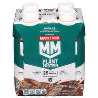 Muscle Milk Protein Shake, Plant-Based, Chocolate, 4 Each