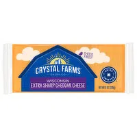 Crystal Farms Cheese, Extra Sharp Cheddar, Wisconsin, 8 Ounce