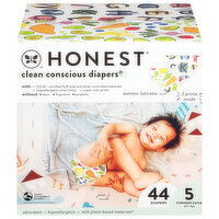 Honest Clean Conscious Diapers Diapers, 5, Curious Cutie, 27+ lbs, 44 Each