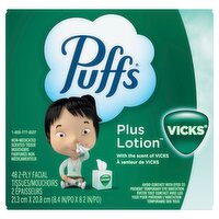 Puffs Plus Vicks Plus Lotion with the Scent of Vick's Facial Tissue, 48 Each