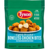 Tyson Lightly Breaded Frozen Boneless Chicken Bites, 20 oz Bag, 20 Ounce
