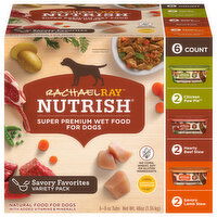 Rachael Ray Nutrish Food For Dogs, Super Premium, Wet, Chicken Paw Pie/Hearty Beef Stew/Savory Lamb Stew, 6 Each