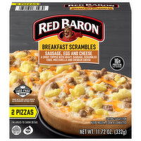 Red Baron Pizzas, Sausage, Egg and Cheese, Breakfast Scrambles, 2 Each