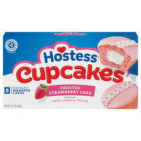 Hostess Cupcakes, with Creamy Filling, Frosted Strawberry Cake, 8 Each