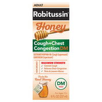 Robitussin Cough + Chest Congestion, DM, Maximum Strength, Honey, Adult, 8 Fluid ounce