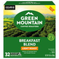 Green Mountain Coffee Roasters K-Cup Pods Light Roast Breakfast Blend Coffee Value Pack, 32 Each