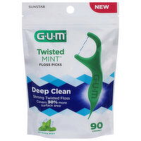 GUM Floss Picks, Twisted Mint, 90 Each