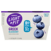 Dannon  Light + Fit Yogurt, Nonfat, Greek, Blueberry, 4 Each