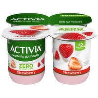 Activia Yogurt, Non Fat, Zero Added Sugar, Strawberry, 4 Each