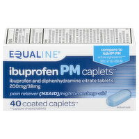 Equaline Coated Caplets Ibuprofen PM, 40 Each