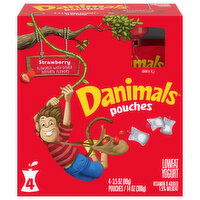 Danimals Lowfat Strawberry Yogurt, 4 Each