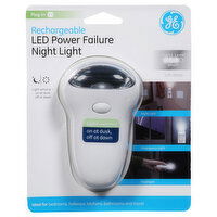 GE Night Light, Power Failure, LED, Rechargeable, 1 Each