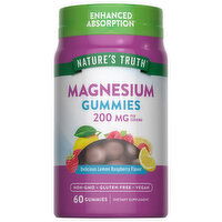 Nature's Truth Magnesium, 200 mg, Gummies, Delicious Lemon Raspberry Flavor, 60 Each