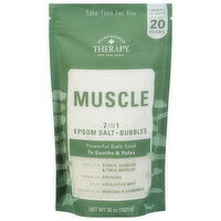 Village Naturals Therapy Bath Soak, Epsom Salt + Bubbles,  2 in 1, Muscle, Eucalyptus Mint, 36 Ounce