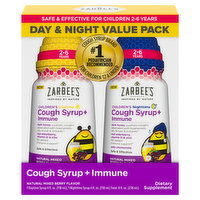 Zarbee's Cough Syrup + Immune, Day & Night, Children's, Natural Mixed Berry Flavor, Value Pack, 2 Each