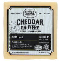 Wood River Creamery Cheese, Cheddar Gruyere, Natural, Semi-Hard, Original