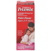 Tylenol Pain + Fever, Ages 2-11 years, Bubble Gum, 4 Fluid ounce