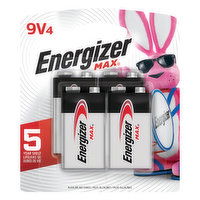 Energizer Batteries, Alkaline, 9V, 4 Each