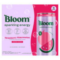 Bloom Energy Drink, Sparkling, Strawberry Watermelon, 6 Each