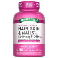 Nature's Truth Softgels Superior Strength 5,000 mcg Hair, Skin & Nails with Biotin, 165 Each