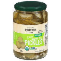 Woodstock Pickles, Kosher Dill, Sliced, Organic, 24 Fluid ounce