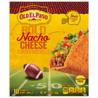 Old El Paso Taco Shells, Nacho Cheese Flavored, Bold, Stand 'n Stuff, 10 Each