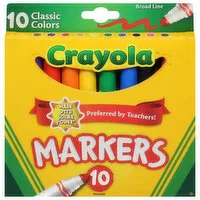 Crayola Markers, Classic Colors, Broad Line, 10 Each