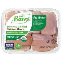 Just Bare Organic Boneless Skinless Chicken Thighs, 20 Ounce