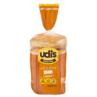 Udi's Bagels, Plain, Soft & Chewy, 5 Each