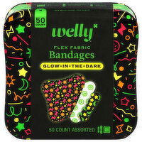 Welly Flex Fabric Glow-in-the-Dark Assorted Bandages, 50 Each