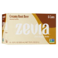 Zevia Soda, Zero Sugar, Creamy Root Beer, 6 Each