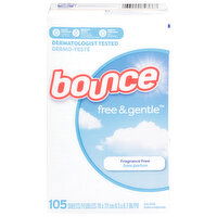 Bounce Dryer Sheets, Free & Gentle, 105 Each