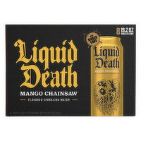 Liquid Death Sparkling Water, Mango Chainsaw Flavored, King Size Cans, 8 Each